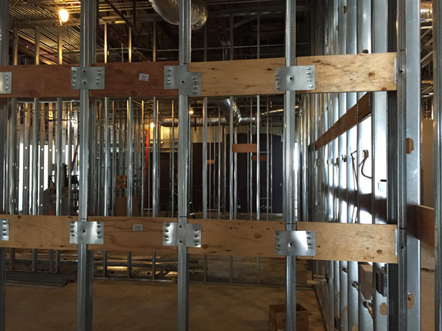 metal studs for a partition wall in cox communications building