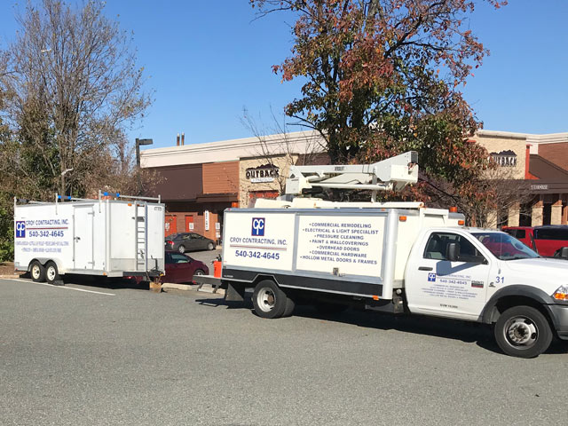 croy contracting truck and trailer at job site