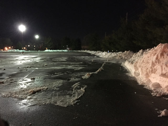 parking lot snow cleared by croy contracting snow removal service